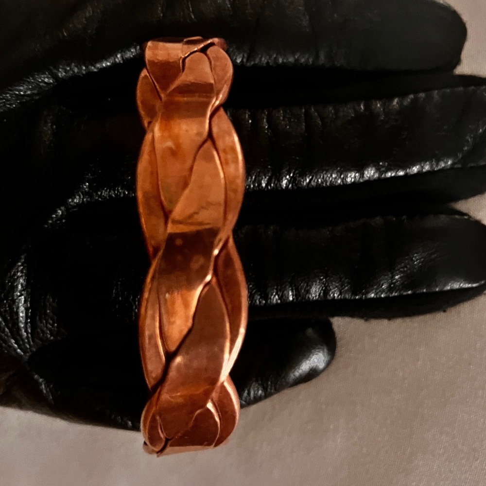 Vintage Cuff Bracelet Solid Copper Twisted Rope A… - image 2